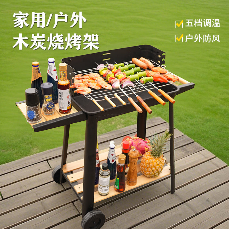 Portable Stainless Steel Charcoal BBQ Grill for Home Outdoor Camping