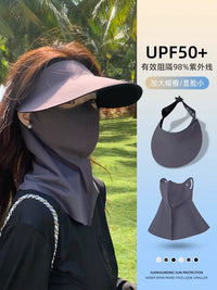 Women's UV Protection Sun Visor with Neck Flap, Seamless Ice Silk Sun Hat for Summer Outdoor Activities