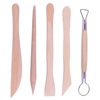 5-Piece Wooden Handle Clay Sculpting Tool Set for Pottery, Modeling, and Crafting