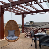Indoor Outdoor Rattan Wicker Hanging Basket Chair Swing Hammock for Patio Balcony Garden
