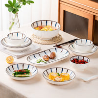 Japanese Style Underglaze Ceramic Dinnerware Set - Bowls, Plates, Spoons for Home Use or Gifting