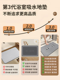 Diatomaceous Earth Absorbent Bath Mat for Bathroom and Toilet, Non-Slip Quick Dry Cartoon Floor Mat