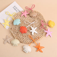 Starfish and Shell Embroidered Leather Keychain Bag Charm