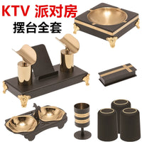 Stainless Steel Black Gold Bar KTV Party Desktop Microphone Stand Fruit Plate Set Ice Bucket