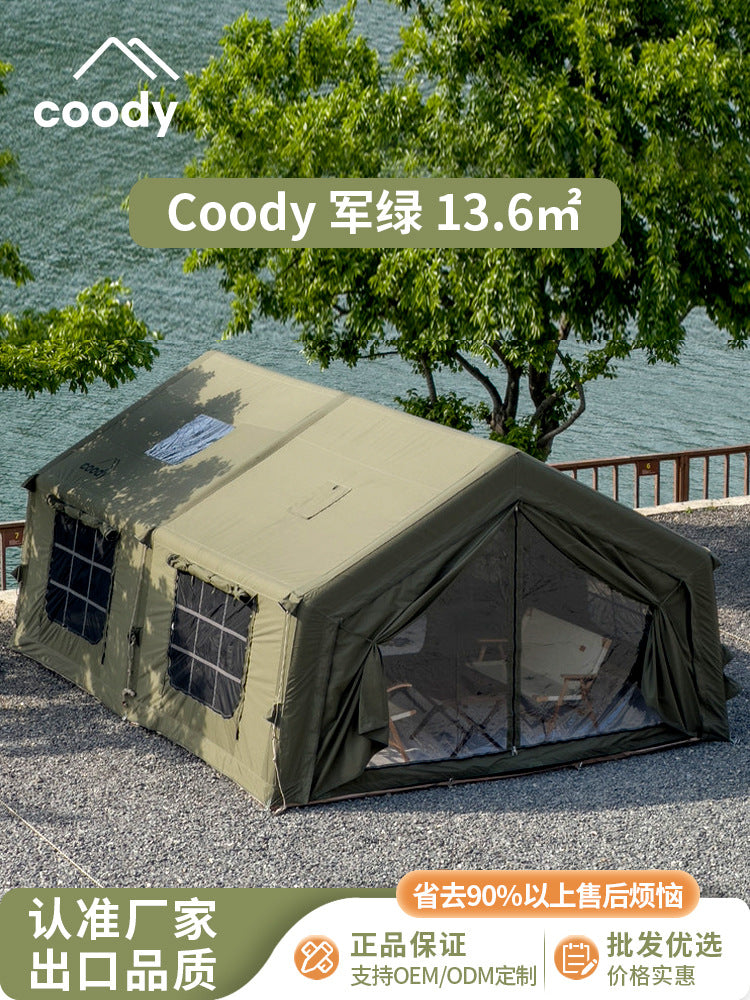 Coody Inflatable Camping Tent, Ridge Rainproof Outdoor Shelter, 1 Bedroom 1 Living Room, Easy Setup