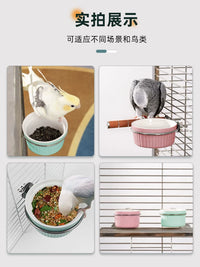 Ceramic Parrot Feeder Bowl Anti-Splash Bird Food Container Anti-Tip Water Bowl Inside Cage Hanging Feeder for Small Birds