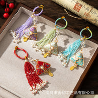 Dragon Boat Festival Song Brocade Zongzi DIY Alloy Tassel Keychain for Car & Bag