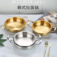 Korean Style Stainless Steel Hot Pot with Double Handles for Ramen, Seafood, and Gatherings