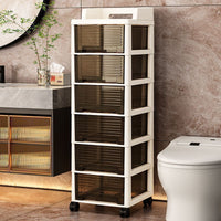 Waterproof Bathroom Storage Cabinet with Drawers and Wheels, Multi-layer Floor Standing Organizer Cart