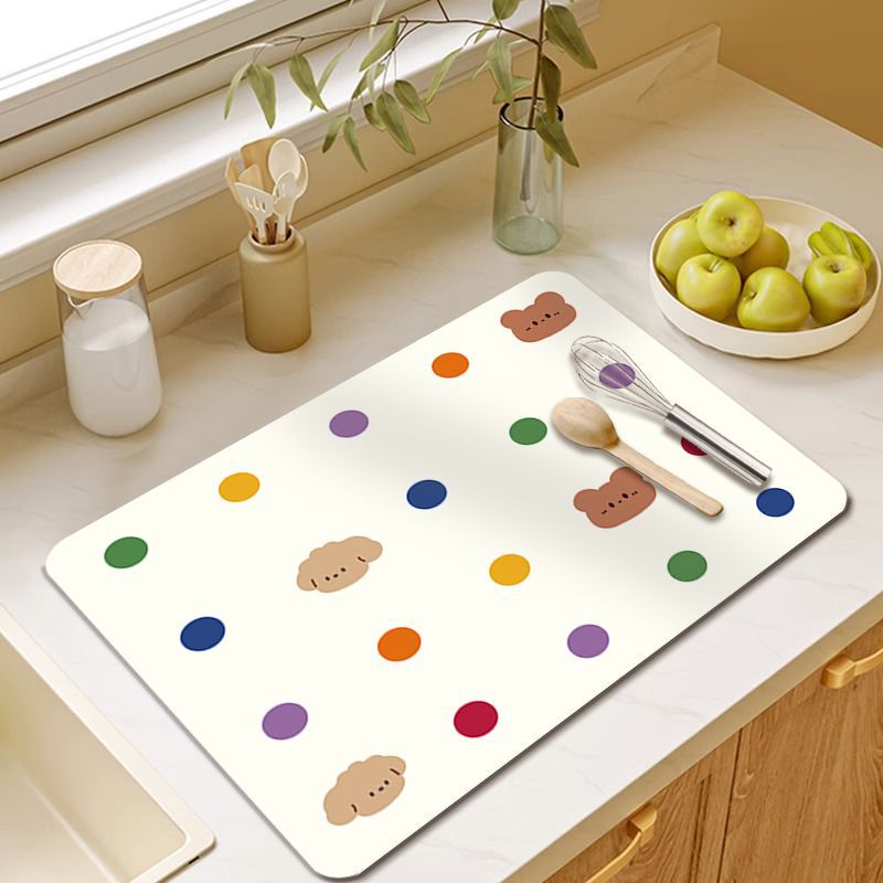 Diatomaceous Earth Kitchen Countertop Drain Mat, Absorbent Heat-Insulating Placemat for Dining Tables and Bars