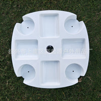 Outdoor Beach Umbrella Tray with Cup Holders - Plastic Side Table for Patio, Pool, Garden