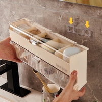 Wall-Mounted Cream Style Bathroom Storage Box with Dustproof Lid and Compartments for Socks