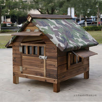 Outdoor Waterproof Solid Wood Pet House for Cats and Dogs, All-Season Moisture-Proof and Anti-Corrosion