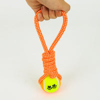 Dog Cotton Rope Toy with Tennis Ball for Interactive Play and Teeth Cleaning