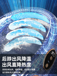 Portable Neck Fan with Cooling Feature, LED Lights, and Digital Display