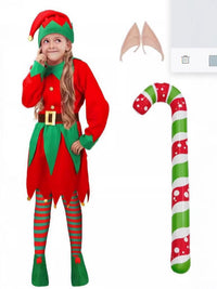 Kids' Christmas Elf Costume Set for Boys and Girls, Holiday Party & Performance Outfit