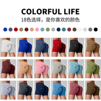Women's Naked-Feel Peach Butt Yoga Shorts with Pockets - Quick Dry & Hip Lifting for Workout & Fitness