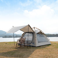 Portable Pop-Up Camping Tent with Awning, Waterproof Sunshade, Mosquito Net, and Easy Setup for Outdoor Activities