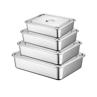 Food Grade Thickened Stainless Steel Tray with Lid for Kitchen & Hotel Use
