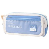 TOME Large Capacity Double-Layer Flip Pencil Case for Students, Oxford Cloth