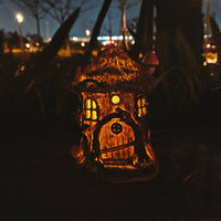Solar Powered Resin Outdoor Garden House Ornament Landscape Night Light