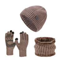 Men's Winter Warm Beanie Hat Scarf and Gloves Set for Cycling