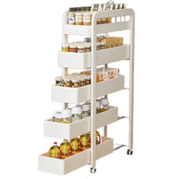 Slim Pull-Out Storage Cart for Kitchen & Bathroom - Narrow Gap Organizer with Wheels