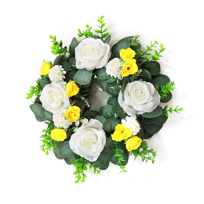 Artificial Rose Eucalyptus Wreath for Door Wall Decor