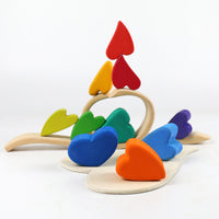 Wooden Cube Building Blocks Set for Kids, Creative Educational Toy, Rainbow Stacking Blocks