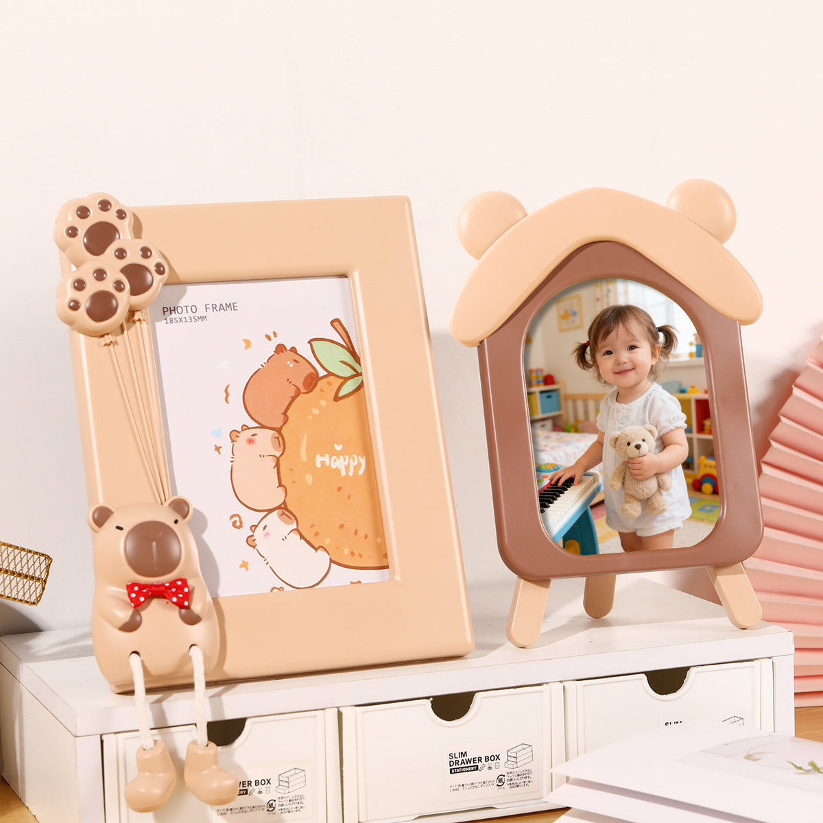 Creative Cartoon Photo Frame for Desktop or Wall Mount, Nordic Style Picture Holder for Kids' Room Decor