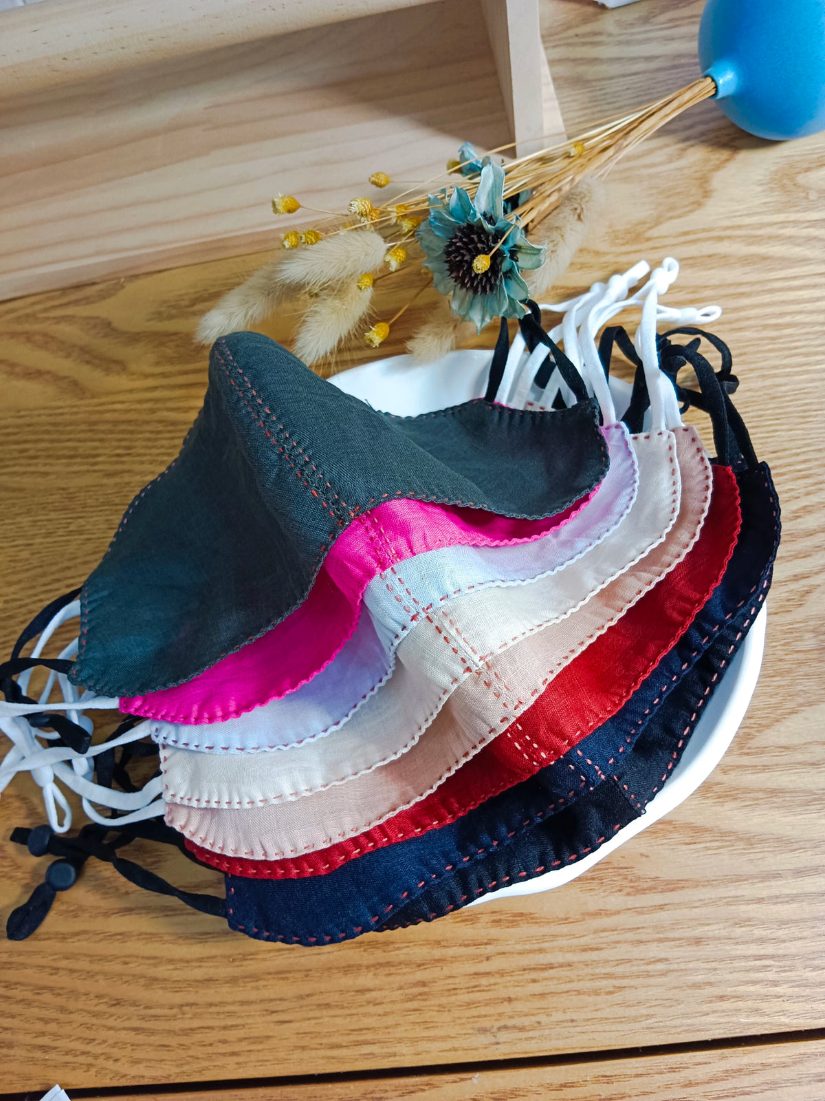 Hand-Stitched Ramie Breathable Sun Protection Face Mask with Eye Corner Coverage
