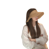 Breathable Straw Sun Visor Hat with Wide Brim for Outdoor Travel Beach