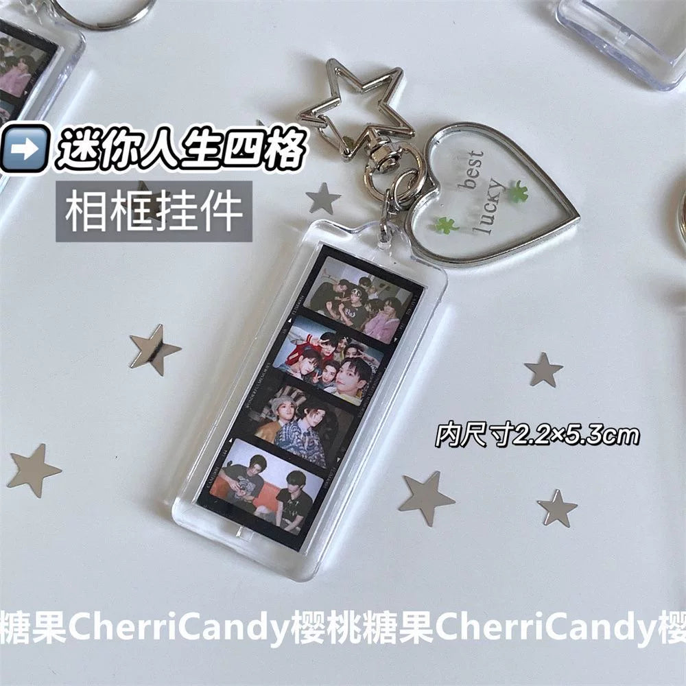 DIY Mini Photo Frame Keychain Pendant for Bags and Keys, Clear Resin