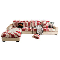 Plush Flannel Sofa Cushion Cover for Winter, Stretch Slipcover for L-Shaped and Sectional Sofas