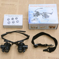 Head-Mounted Magnifier with LED Light, 10X-25X High Magnification for Jewelry Repair and Appraisal