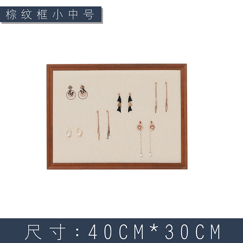 Wall-Mounted Wooden Jewelry Display Frame for Necklaces, Rings, and Earrings