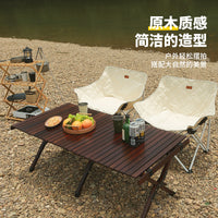 1.2M Outdoor Beechwood Roll-Up Folding Camping Table with Optional Chairs and Tarp