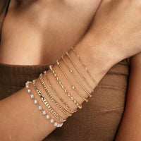 Gold Plated Copper Multi-Layer Zircon Bracelet Set