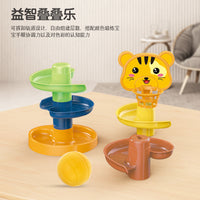 Toddler Stacking Ball Drop Toy with Basketball Hoop for Early Learning