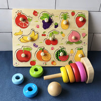 Wooden Rainbow Stacking Toy for Babies and Toddlers, Educational Teether for Early Learning