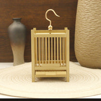 Brass Birdcage with Sparrow Home Living Room Balcony Office Decoration Cricket Cage Ornament Metal Craft