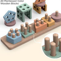 Wooden Geometric Stacking Blocks Educational Toy Set for Early Learning