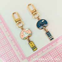 Japanese Fan Keychain with Tassel and Animal Charm, Blessing Message Pendant for Bags