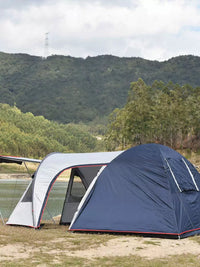 Outdoor Double-Layer UV Protection Camping Tent for 3-4 People, Sunshade Rainproof RV Awning for Family BBQ & Travel