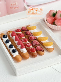 Miniature Dollhouse Food Model Strawberry Raspberry Bread Clay for BJD OB11 Dolls