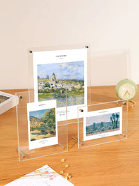 Acrylic Photo Frame for Postcards and Pictures, Clear Display Stand, Wall or Tabletop Mount