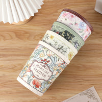 Car Trash Can with Lid, Multi-purpose Vehicle Storage Bin, Retro Oil Painting Style Hanging or Desktop Organizer