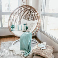 Indoor/Outdoor Rattan Woven Egg Chair Swing for Balcony Patio