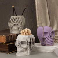 Halloween Skull Planter Silicone Mold for DIY Pen Holder Storage Box Resin Crafts