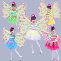 Kids' Butterfly Dance Costume for Girls - Yellow Tulle Performance Dress